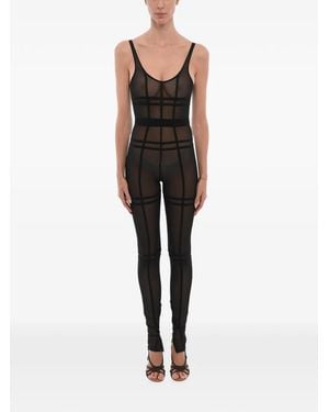 David Koma Sheer-Panelled Sleeveless Jumpsuit - Black