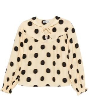 Stine Goya Polka-Dot Tie-Neck Blouse - Natural