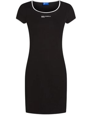 KARL LAGERFELD Contrast-Trim Mini Dress - Black