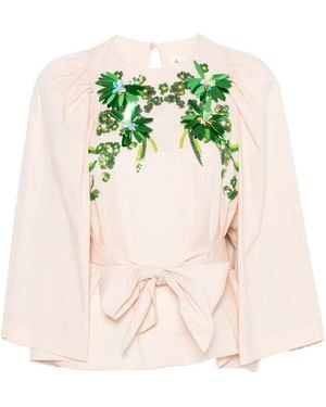 Psophia Sequin-Embellished Tied-Waist Blouse - Pink