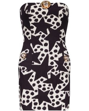 Area Star-Print Jacquard Minidress - Black