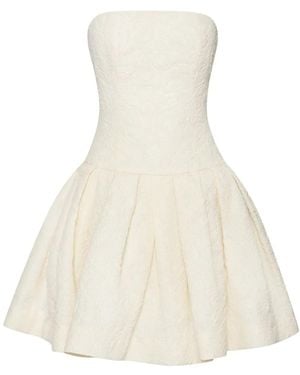 Oscar de la Renta Robe Mi-Longue À Fleurs Brodées - Blanc