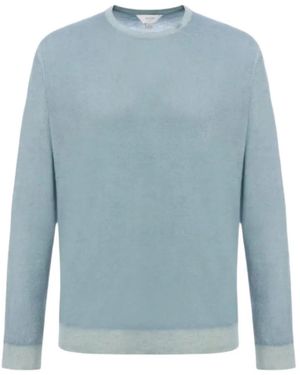 Malo Fine-Knit Crew-Neck Sweater - Blue