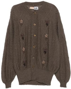 Magliano Cor Flower-Embroidered Cardigan - Brown