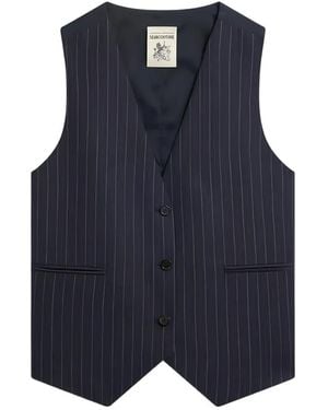 Semicouture Britney Pinstripe-Pattern Waistcoat - Blue