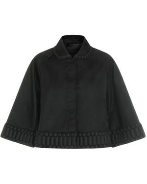 RAXXY Ruffle-Trim Cape - Black