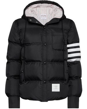 Thom Browne Shiny Ripstop Lightweight Down Filled 4-Bar Jacket - Black