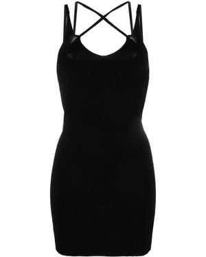 There Was One Crossover-Strap Knitted Minidress - Black