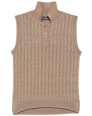 Lorena Antoniazzi Cable-Knit Sleeveless Polo Top - Natural