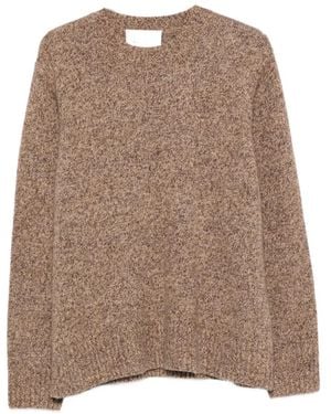 Soft Goat Melange-Effect Crew-Neck Jumper - Brown