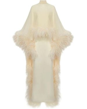 Taller Marmo Feather-Embellishment Maxi Dress - White