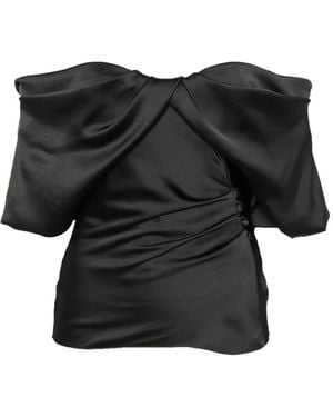 McQueen Off-The-Shoulder Draped Top - Black