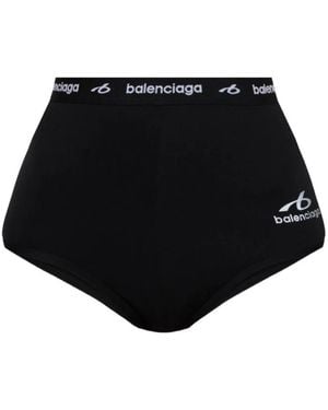 Balenciaga Pantalones Cortos Con Logo Estampado De Talle Alto - Negro