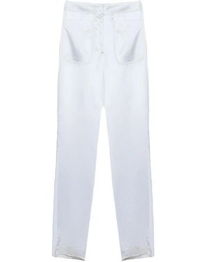 Genny Pantalones Rectos De Talle Medio - Blanco