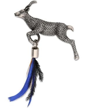 Dries Van Noten Feather Brooch - Blue