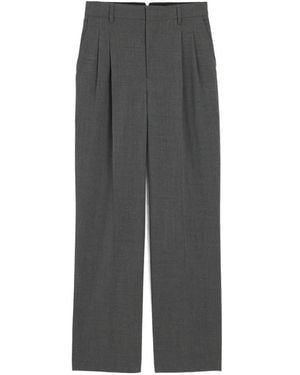 Ami Paris High-Waisted Wide-Leg Wool Pants - Gray