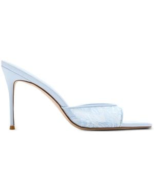 Femme LA Bella Lace Heeled Slipper Sandals - White