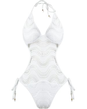 Amir Slama Cut Out Pattern Swimsuit - White