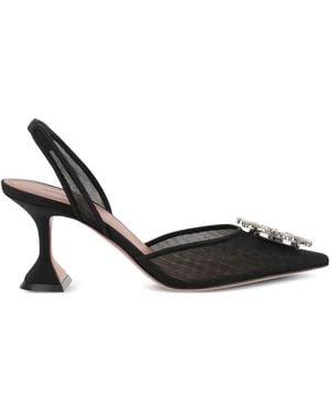 AMINA MUADDI Pumps Begum Con Cristalli E Cinturino Posteriore 70Mm - Nero