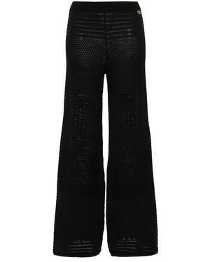 Twinset Pointelle-Knit Palazzo Trousers - Black