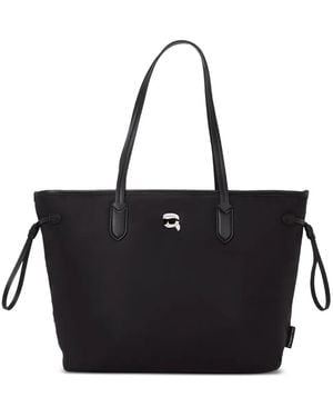 Karl Lagerfeld Ikon Drawstring Tote Bag - Black