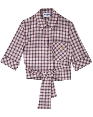 Moschino Check-Pattern Wrap-Around Shirt - Red