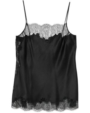 Carine Gilson Lace-Trim Silk Top - Black
