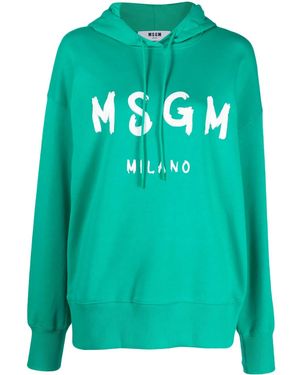 MSGM Hoodie Met Logoprint - Groen