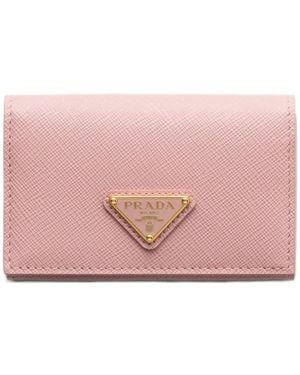 Prada Saffiano Leather Card Holder - Pink