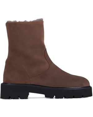 Aquatalia Suede Lug-Sole Ankle Boots - Brown