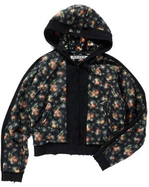 PERVERZE Floral-Print Distressed Hoodie - Black