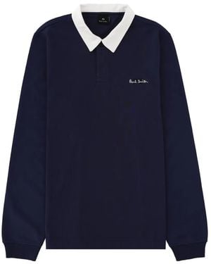 Paul Smith Sudadera Con Logo Bordado Y Cuello En Contraste - Azul