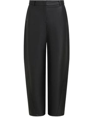 KARL LAGERFELD Faux-Leather Barrel Trousers - Black
