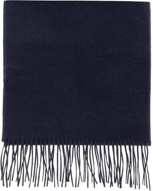 Brioni Embroidered-Fringe Scarf - Blue