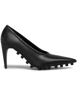 Marni Spiked Pointed Leather Court Shoes - Black