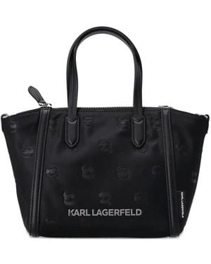 Karl Lagerfeld Embossed-Logo Tote Bag - Black