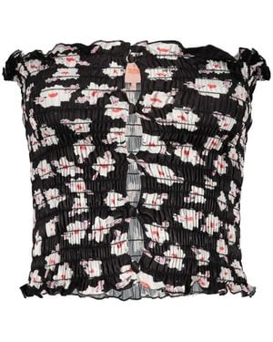 AMY CROOKES Top mit Blumen-Print - Schwarz