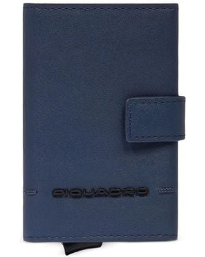Piquadro Logo-Plaque Touch-Strap Wallet - Blue