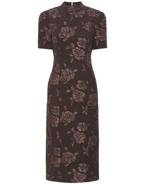 ROTATE BIRGER CHRISTENSEN Robe En Jacquard À Manches Courtes - Brown