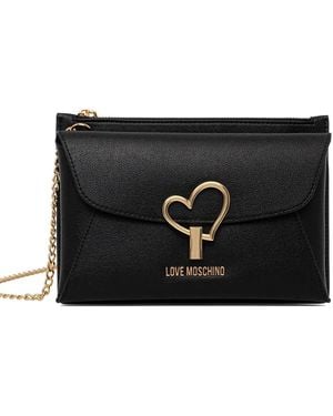 Love Moschino Umhängetasche mit Herzapplikation - Schwarz