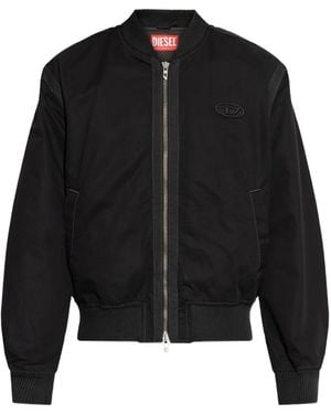 DIESEL Logo-Patch Bomber Jacket - Black