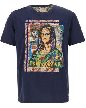 Bob Mona Lisa-Artwork T-Shirt - Blue