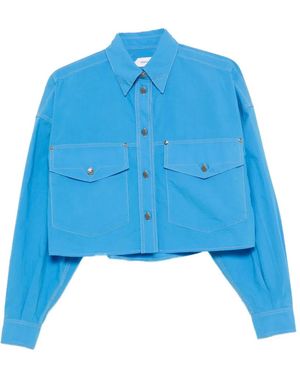 Versace Pointed-Toe Cropped Jacket - Blue