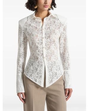 Manière De Voir Sila Wide Shoulder Lace Angled Shirt - White