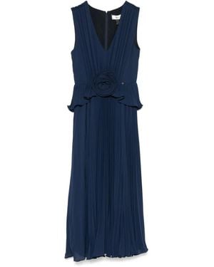 Nissa Plissé Midi-Jurk - Blauw