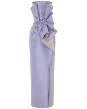 Rami Al Ali Embroidered Strapless Tubino Maxi Dress - Purple