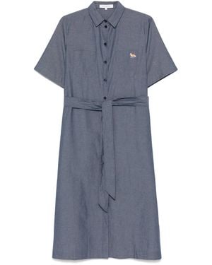 Maison Kitsuné Double-Pocket Midi Dress - Blue