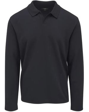 Vince Spring Wovens Long-Sleeve Knitted Polo Shirt - Blue