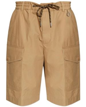 Moncler Cotton Drawstring Cargo Shorts - Natural