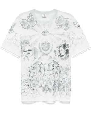 CASABLANCA プリント メッシュtシャツ - ホワイト